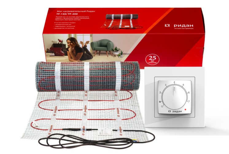 Комплекты для теплого пола — нагревательный мат Ridan TF-150 с терморегулятором Ridan Twist