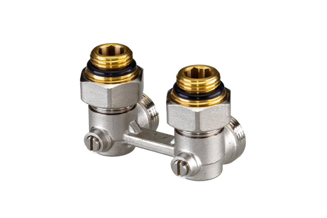 Ридан 003L0398R LV-KB — Клапан запорный для нижнего присоединения к радиатору, подключение 1/2x3/4, PN10, Tmax 120 °C, угловой